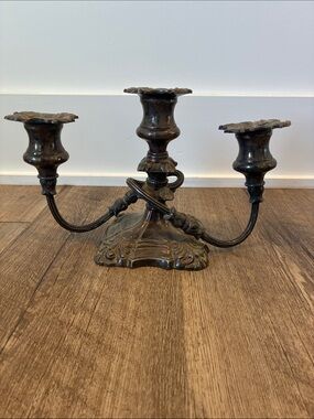Coronet Plate E.P. Lead - Antique-Style Three-Arm Metal Candelabra